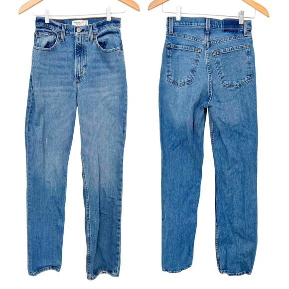 Abercrombie & Fitch Curve Love 90's Blue Straight Ultra High Rise - 25 / 0s - Picture 1 of 4